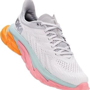 Hoka One One Women's White and Pink Athletic Shoes